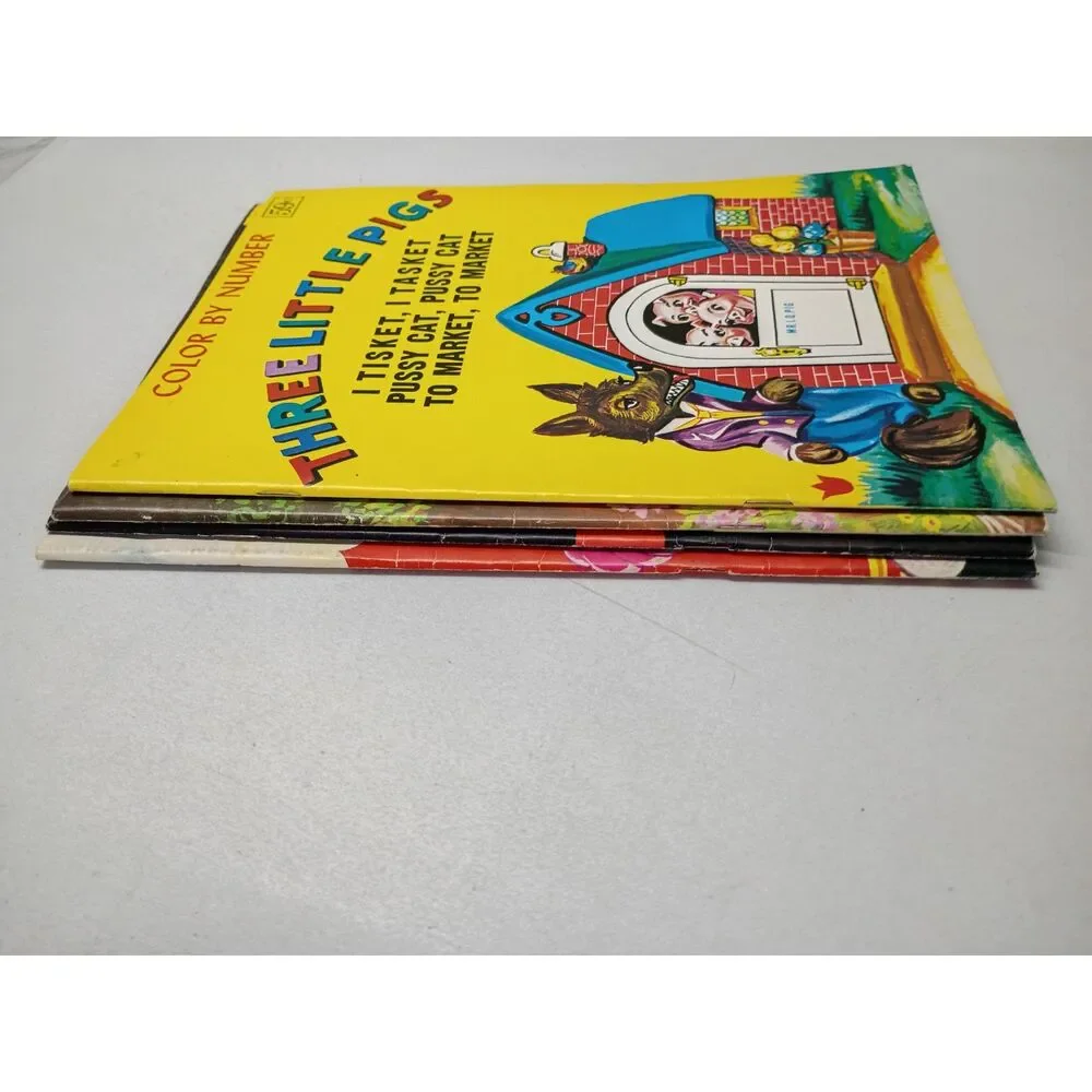 Vintage Color By Number Paperback Books 4 New Unused 1950's-60's Fairy Tale
